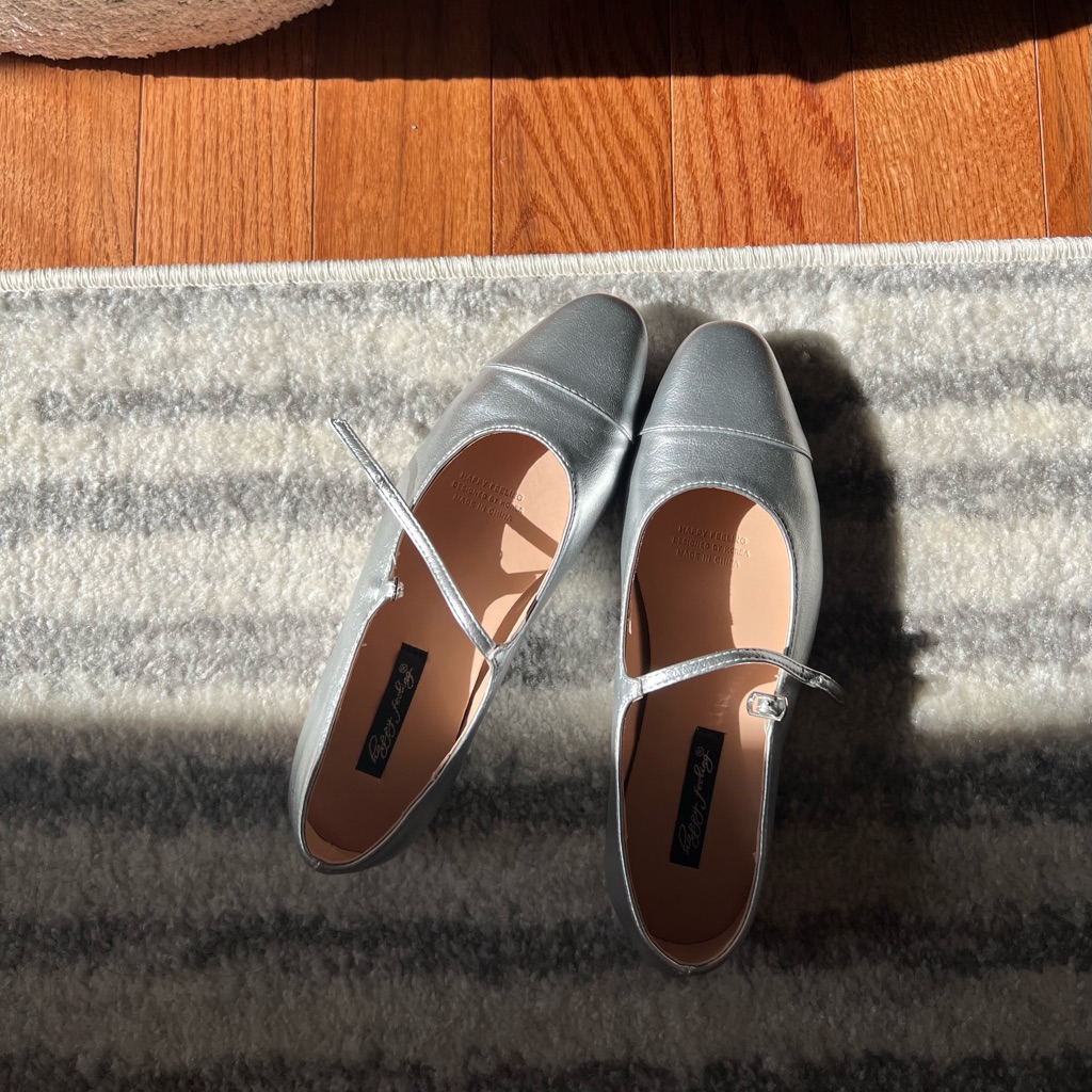 Silver Mary Jane Flats